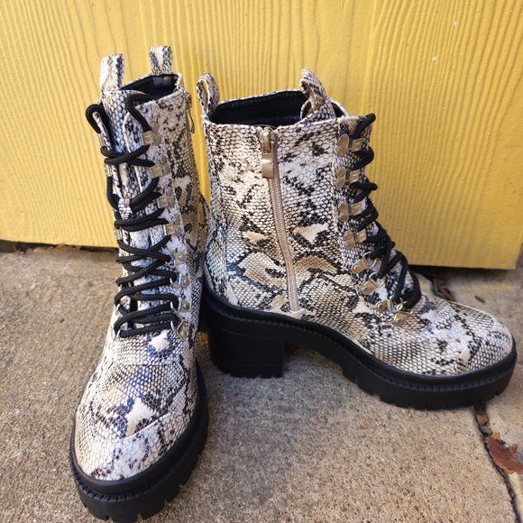 30 Shoes - Fashion Nova Snake Print Combat Boots Women Size 11